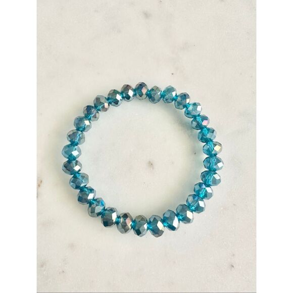 Blue stretch beaded sparkle bracelet - Picture 2 of 3